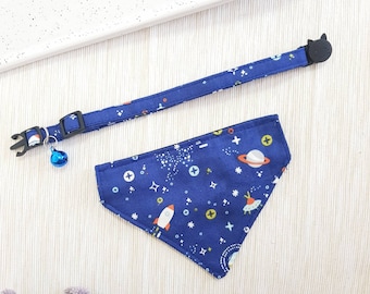 Galaxy sky Bandana kattenhalsband met afgescheiden veiligheidsgesp, voor kitten volwassen kat kleine hond