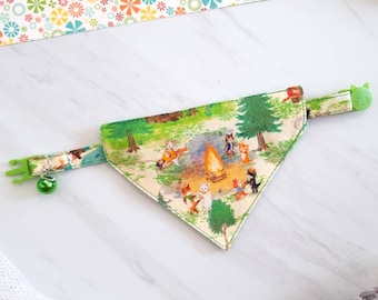 Cat Camping Bandana Collar, Breakaway Buckle, Kitten or Small Dog