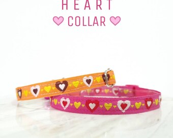 HEART Cat Collar with Breakaway Safety Buckle , for Kitten Adult  cat  Small Dog
