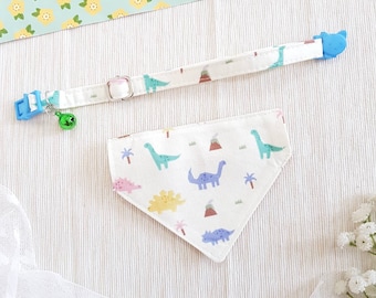 Dinosaur Bandana Cat Collar, Breakaway Kitten Collar