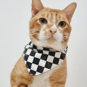 Checked Bandana Cat Collar, Breakaway Buckle, Kitten to Small Dog