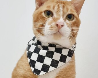 Checked Bandana Cat Collar, Breakaway Buckle, Kitten to Small Dog