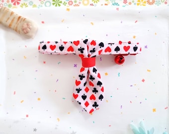 Playing Card Cat Collar with Bow Tie, Breakaway Buckle