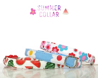 Flower / Watermelon Cat Collar with Breakaway Safety Buckle , for Kitten Adult  cat  Small Dog