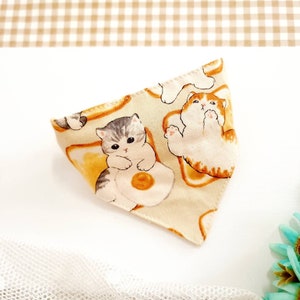 Bread egg and lazy Cat Bandana Cat Collar with Breakaway Safety Buckle , for Kitten Adult  cat  Small Dog.