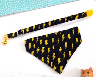 Lightning Bandana Cat Collar, Breakaway Buckle, Kitten to Small Dog