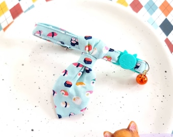 Sushi Cat Collar with Necktie, Breakaway Buckle, Kitten to Small Dog