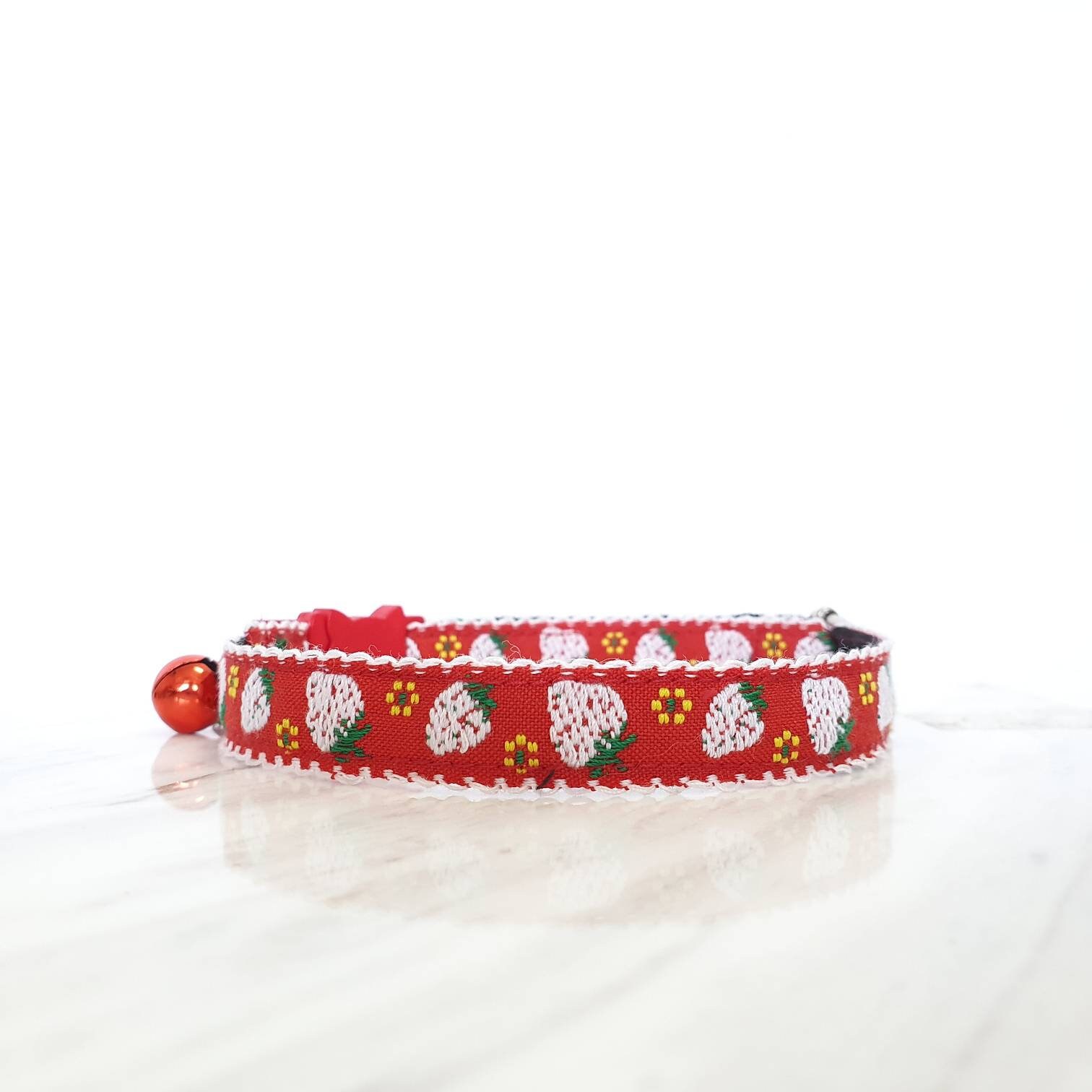 Strawberry Embroidery Cat Collar With Breakaway Safety Buckle Etsy