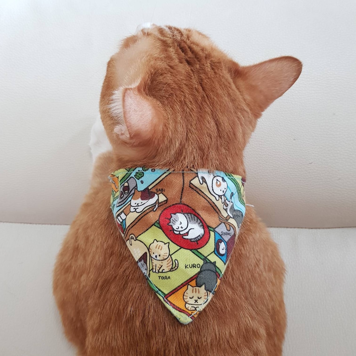 Cat Relaxing Bandana Cat Collar With Breakaway Safety Buckle Etsy