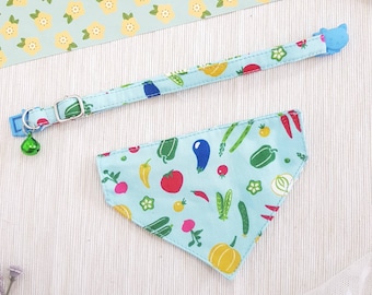 Vegetables Bandana Cat Collar with Breakaway Safety Buckle , for Kitten Adult  cat  Small Dog