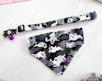 Halloweenhalsband för litet spöke med säkerhetsspänne, för kattunge, vuxen katt, liten hund
