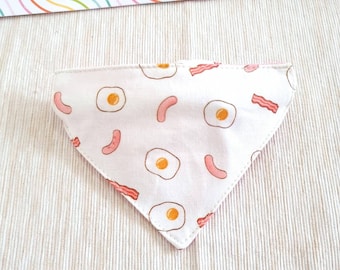 Bacon and Egg Bandana Cat Collar, Breakaway Buckle, Kitten and Small Dog