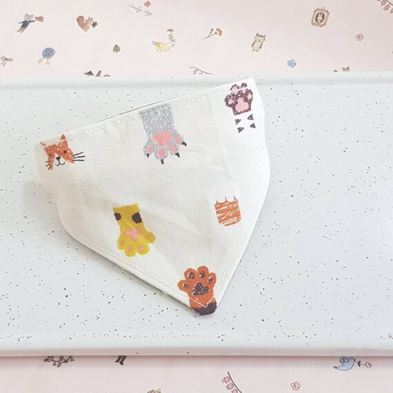 Cat Paw Print Bandana Collar, Breakaway Buckle, Kitten, Small Dog