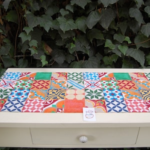 Sicilian tiles theme table runner runner da tavolo in tessuto maioliche siciliane table towel red orange green modern classic tovaglia