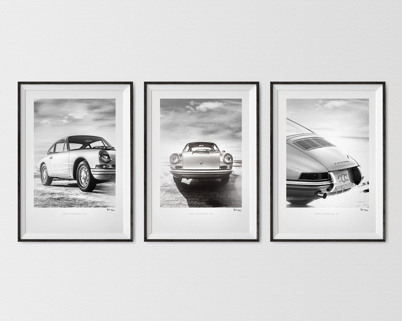 Ensemble de 3 oeuvres d'art murales Porsche 911 Poster de photographies d'art limitées et signées image 2