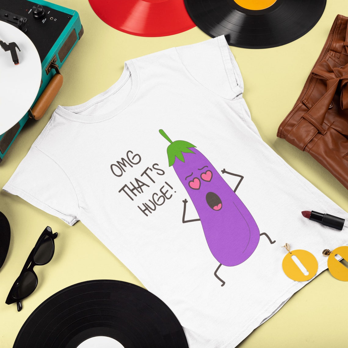 Ladies Funny TShirt Huge Eggplant Women Amusing Party Top Etsy