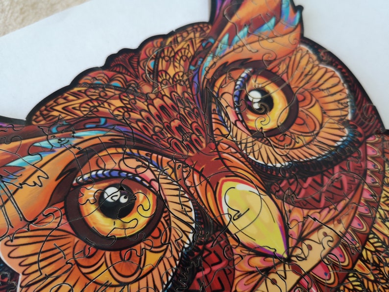 Wooden jigsaw puzzle owl wooden puzzles for Adults Laser Cut Etsy
