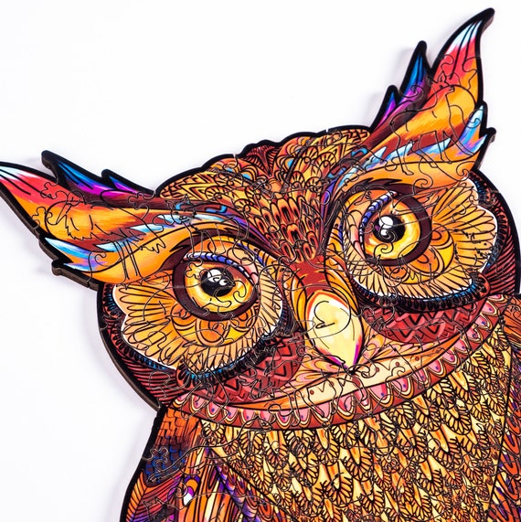 Wooden jigsaw puzzle owl wooden puzzles for Adults Laser Cut Etsy
