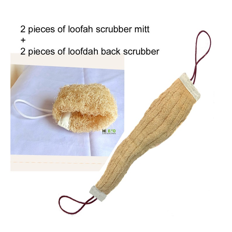 Natural Loofah Bath Scrubber Combo 2 Pieces of Loofah Back Etsy
