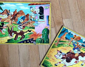 Vintage Walt Disney Puzzles Western Theme With Mickey, Goofy, and