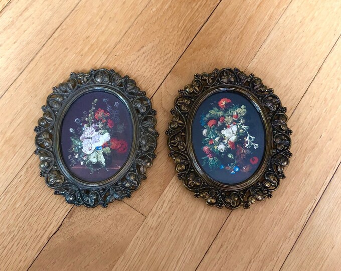 Vintage Italy Made Brass Metal Ornate Picture Frames Set of 2 - Etsy