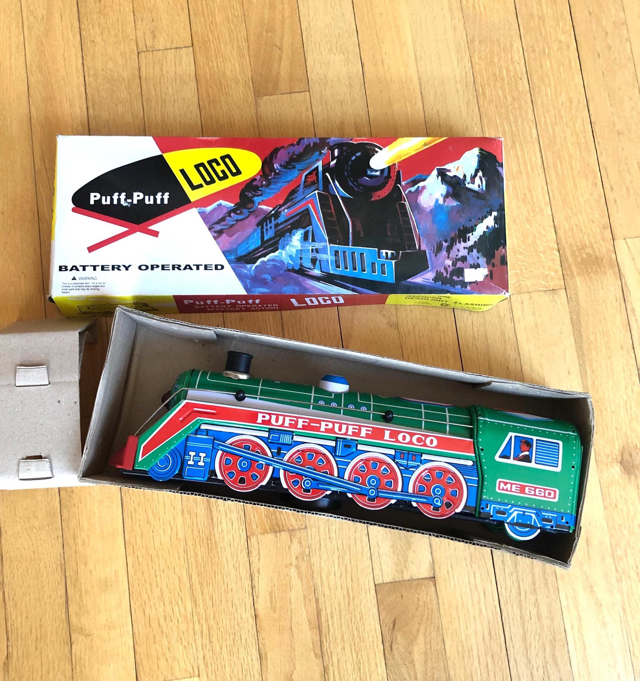 Puff Puff Loco Tin Battery Powered Train Toy New in Original Box