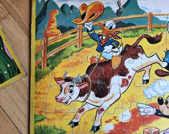 Vintage Walt Disney Puzzles Western Theme With Mickey, Goofy, and