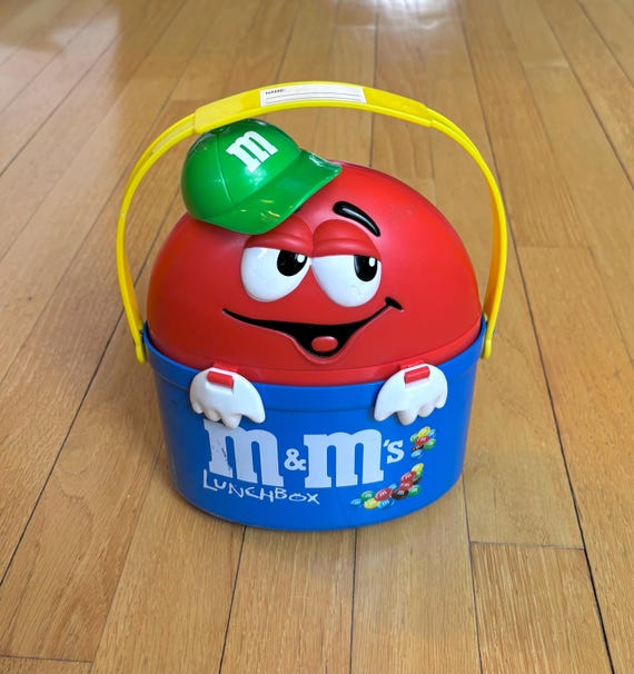 NOS Red M&m's Plastic Lunch Box With Green Hat Water Bottle - Etsy