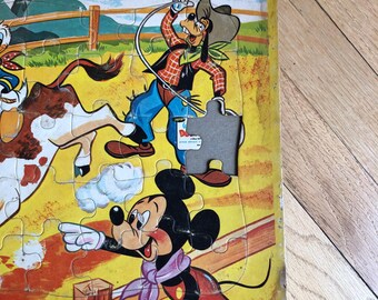 Vintage Walt Disney Puzzles Western Theme With Mickey, Goofy, and