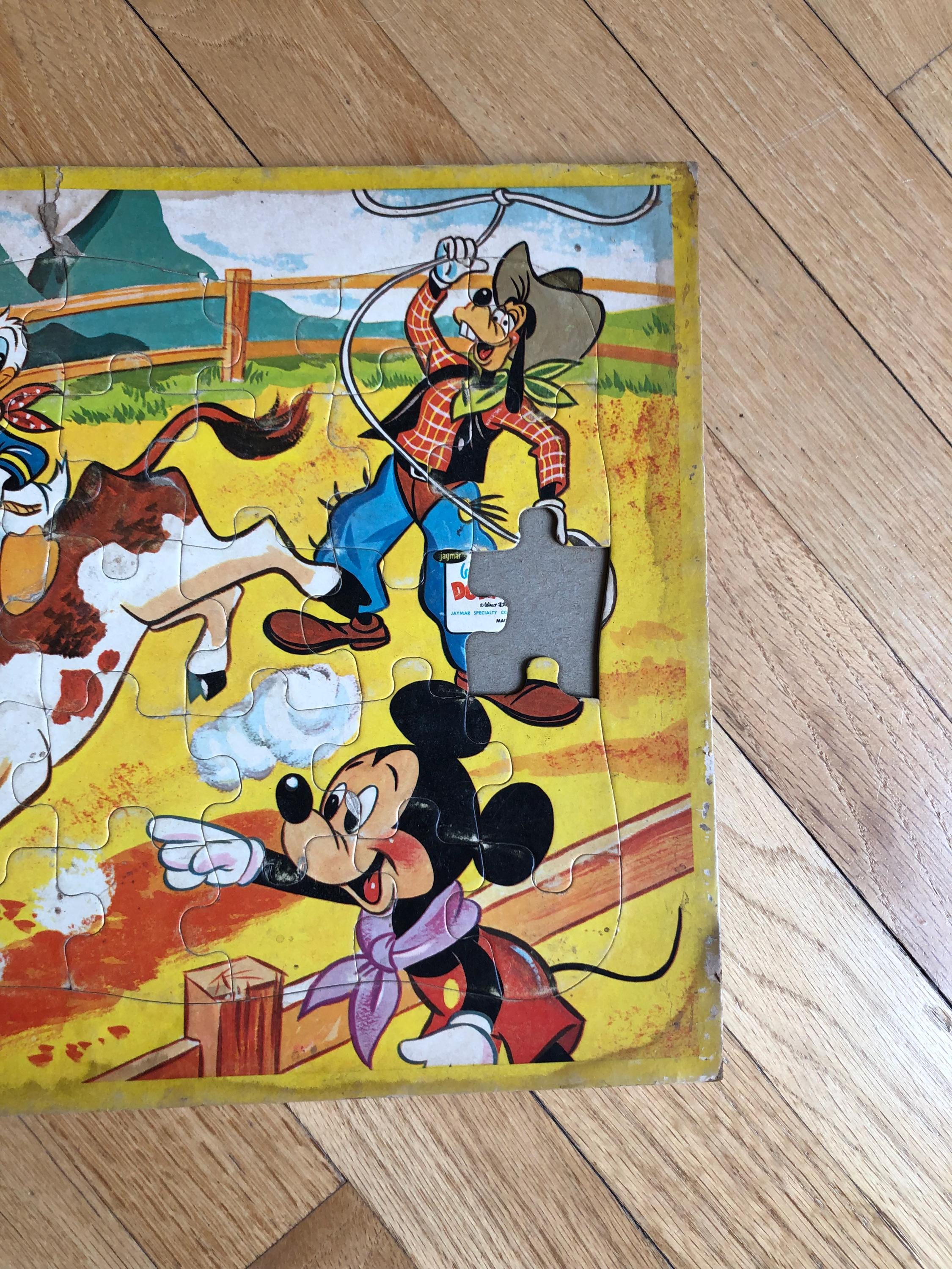 Vintage Walt Disney Puzzles Western Theme With Mickey, Goofy, and