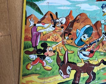 Vintage Walt Disney Puzzles Western Theme With Mickey, Goofy, and