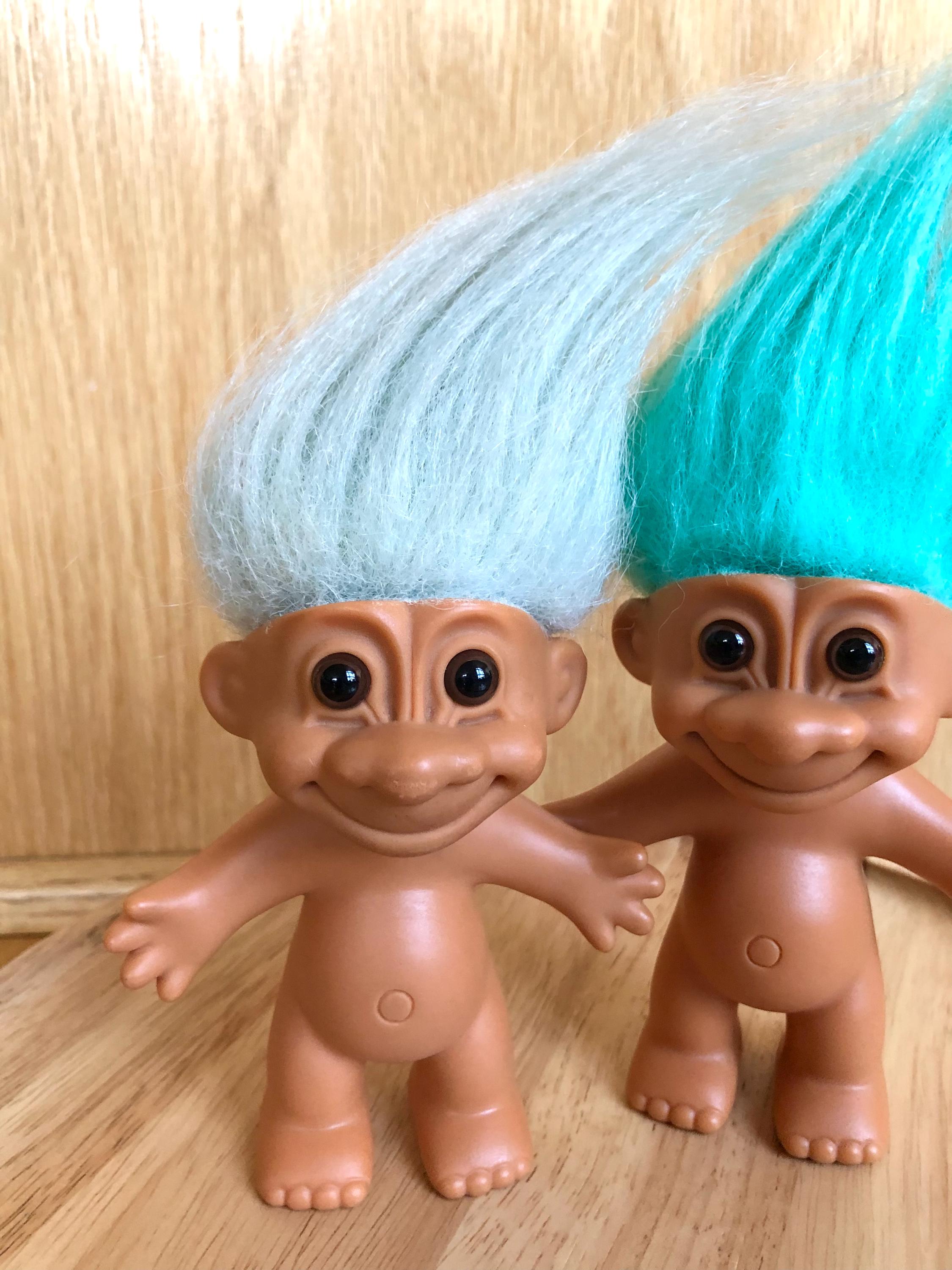 Vintage Blue and Grey Colored Hair Trolls Dolls Lot of 2 - Etsy