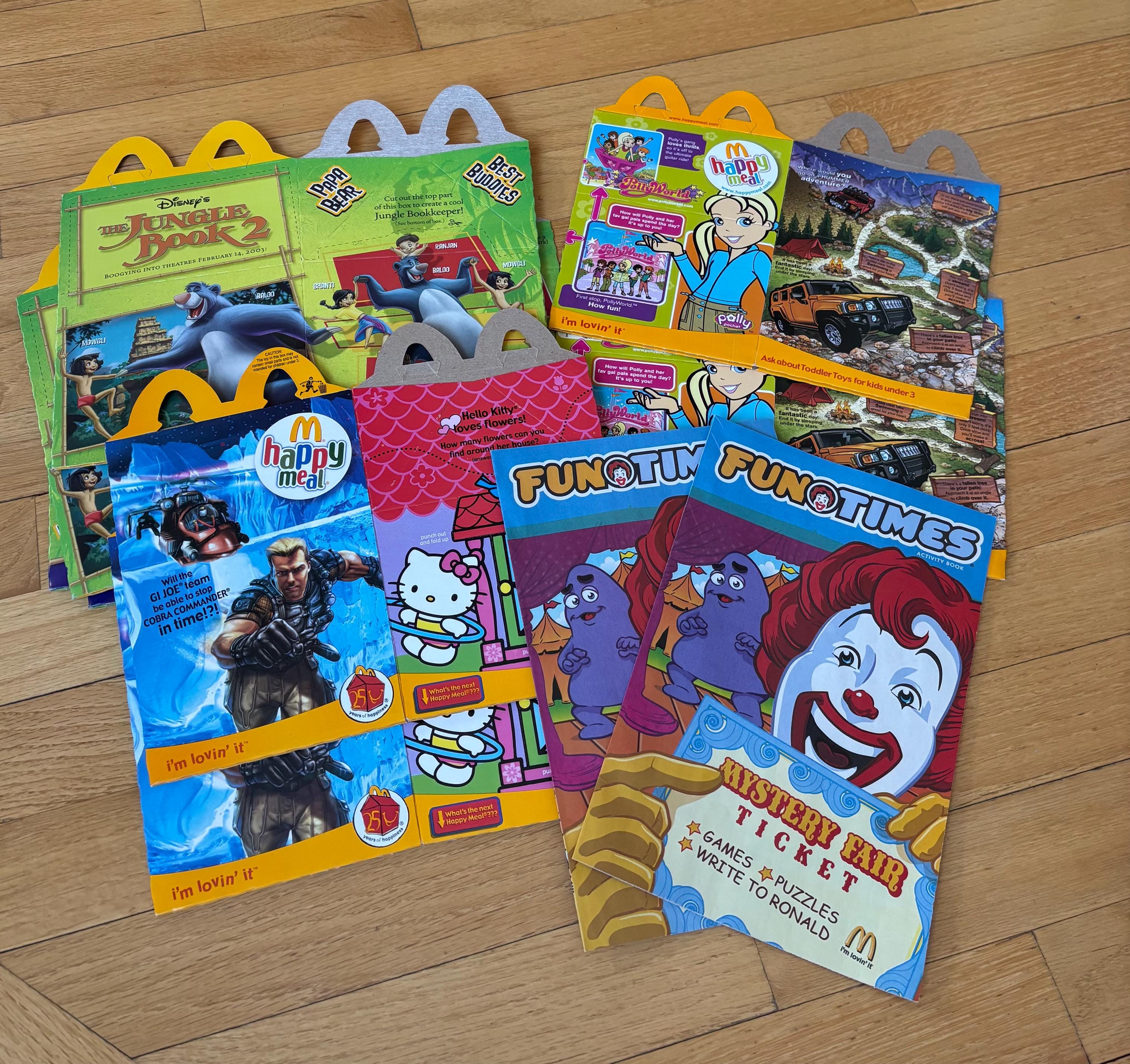 Early 2000s Mcdonalds Happy Meal Boxes and “fun Times” Activities