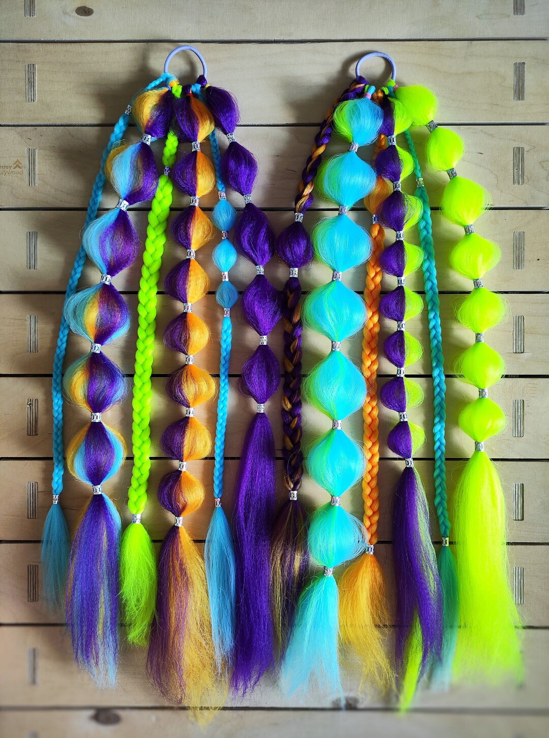 2Х Festival Braided Rave Hair Extensions. Ponytail. Etsy