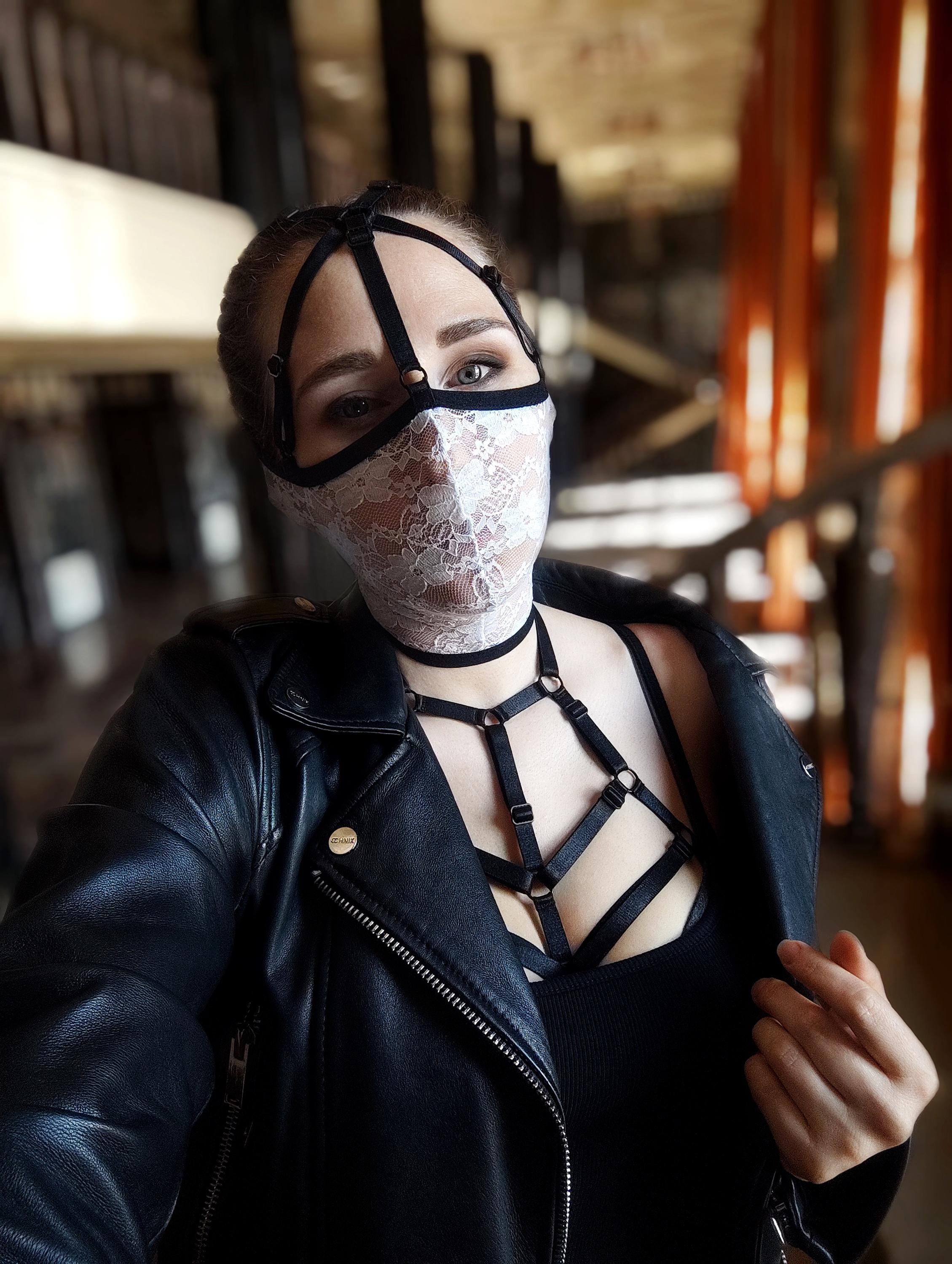Handmade mask,Lace mask,Rave mask,Pole dance,Balaclava,Gothic mask,Party mask,Harness mask,Festival mask,Carnival mask,Cosplay mask.
