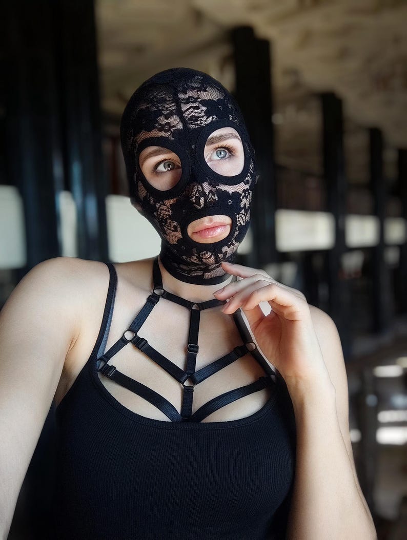 Mask Pole Rave Handmade Mask,lace Mask,rave Mask,pole Dance,balaclava,gothic Mask ...