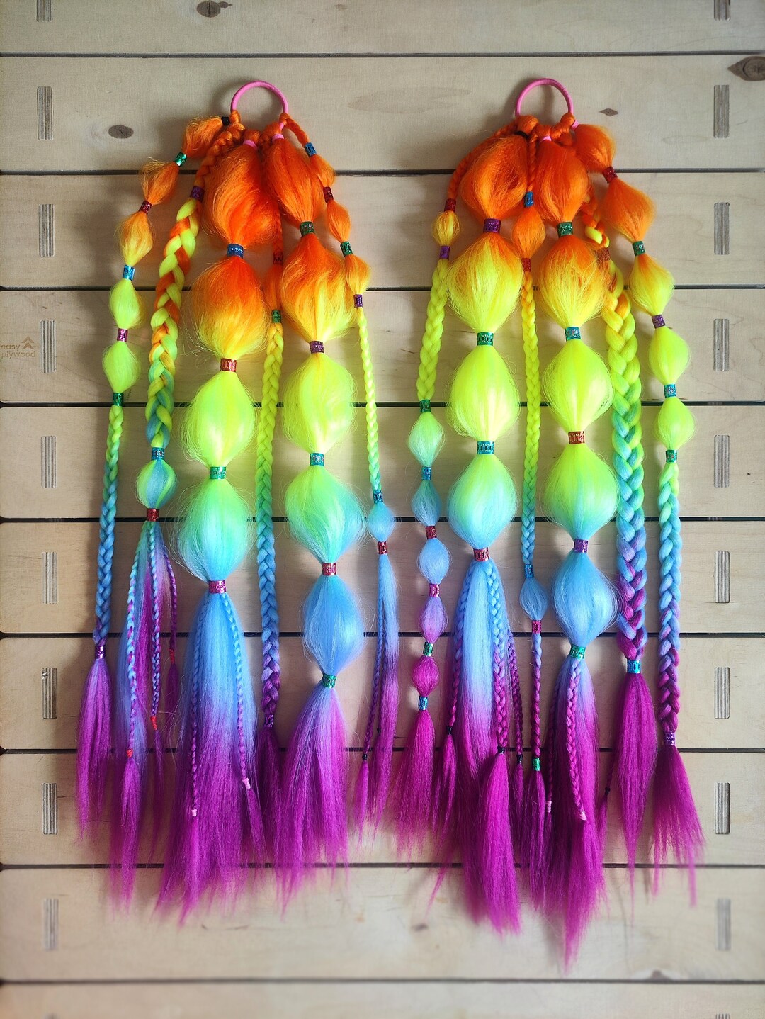 2Х Festival Braided Rave Hair Extensions. Ponytail. Etsy