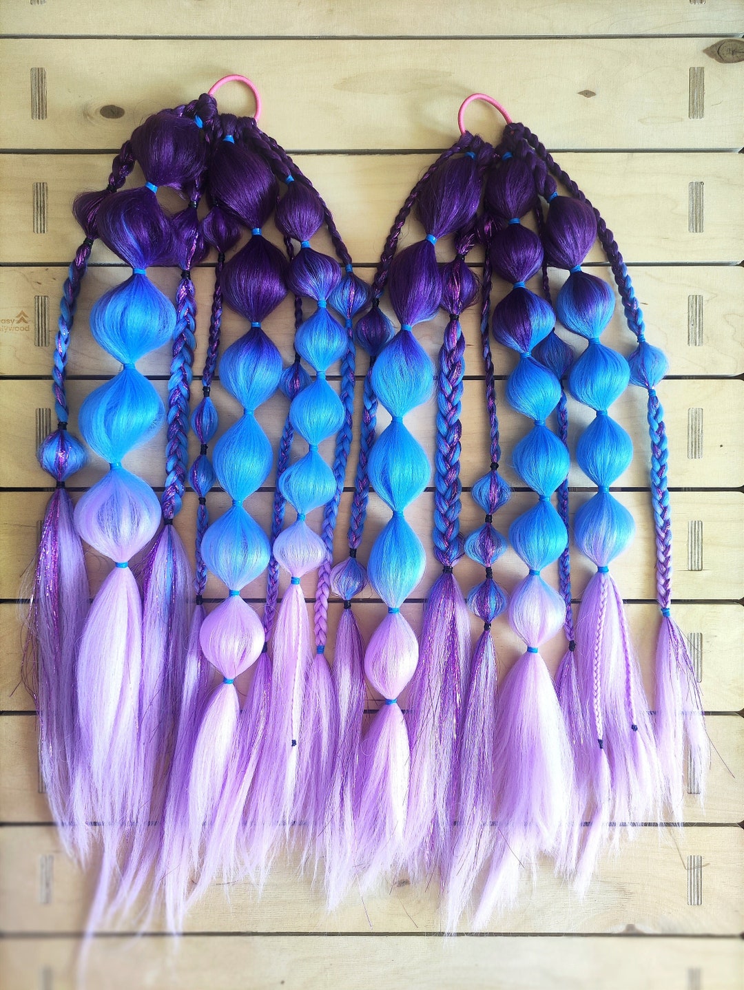 2Х Festival Braided Rave Hair Extensions. Ponytail. Etsy
