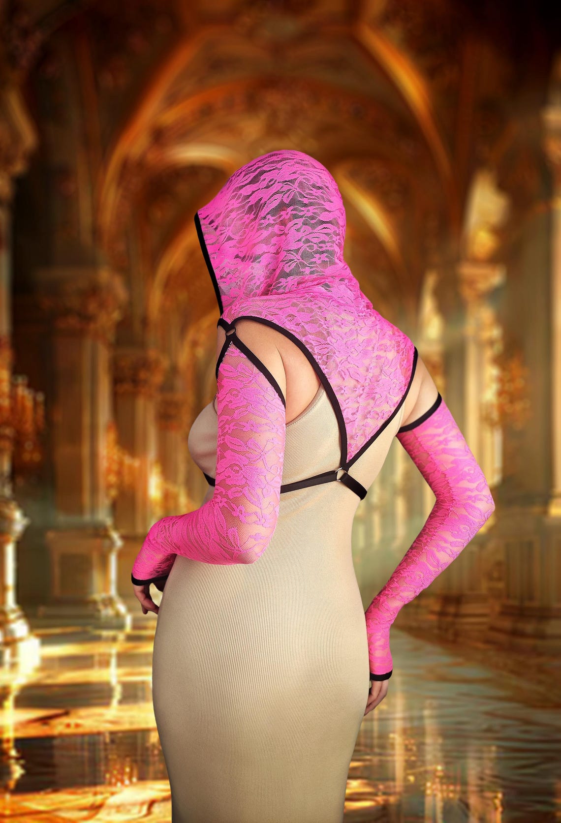 Mask Pole Rave Hood Mask.woman Lace Hood Mask for Pole Dance.rave Hood Mask for Party ...