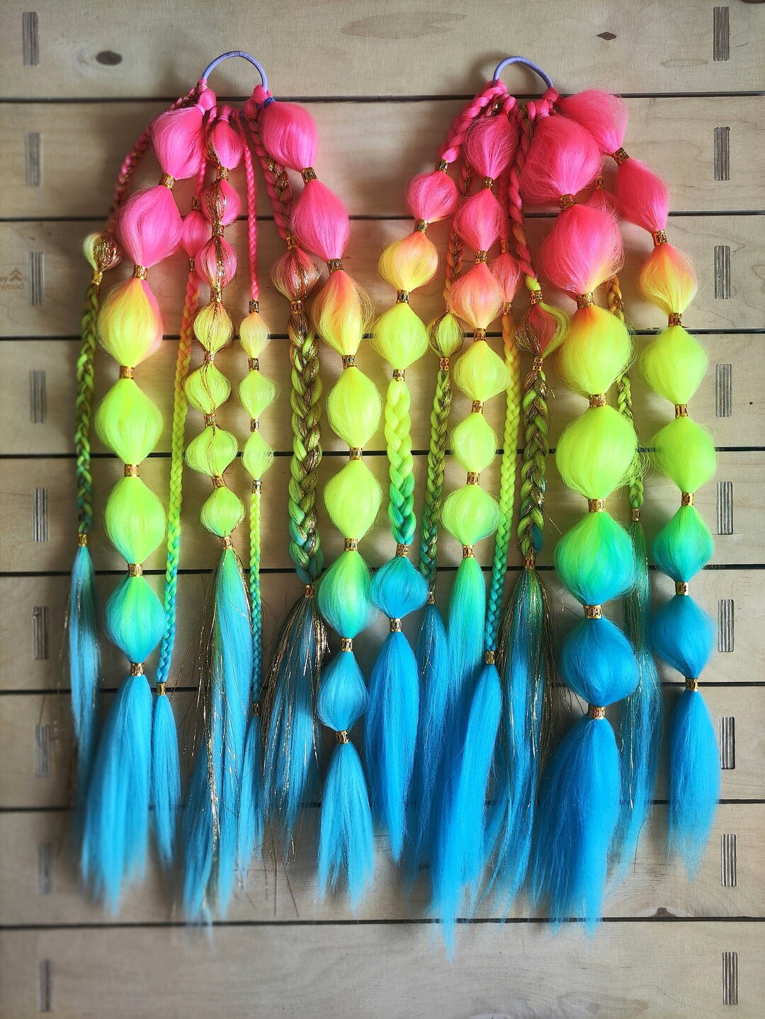 2Х Festival Braided Rave Hair Extensions. Ponytail. Etsy