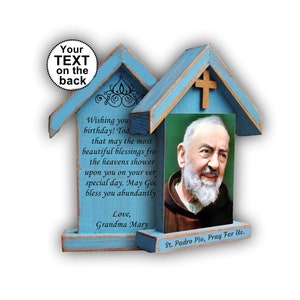 Estatua del Padre Pío, icono del Padre Pío, San Padre Pío, impresiones de oración católica, regalos de bautismo niño