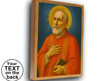 St Philip Neri, Saint Philip Neri, icon on wood with text, Patronage artists