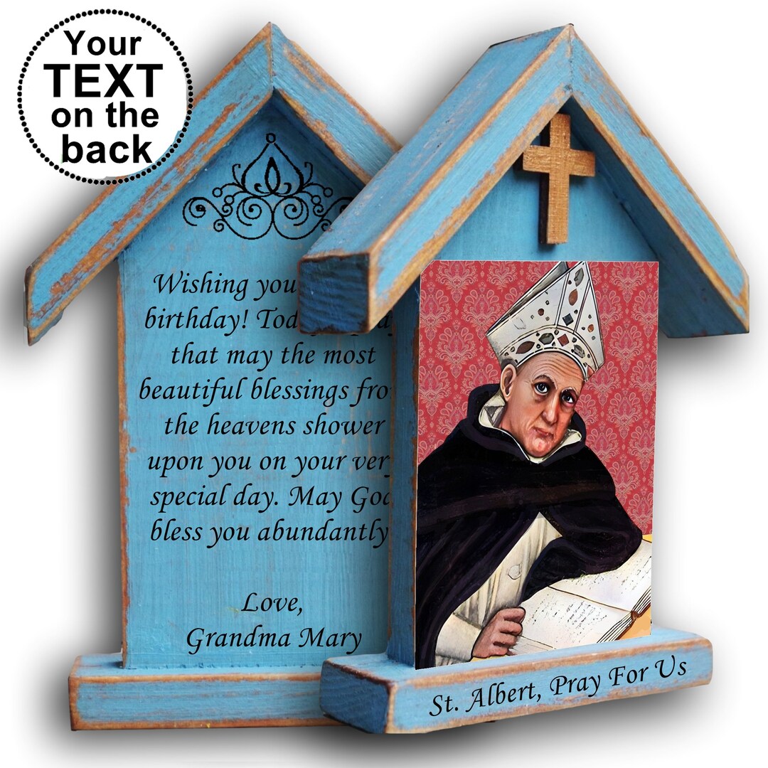 Shrine Rustic Sign Saint Albertus Magnus Shrine, Rustic Catholic Altar, Personalized Gift ...