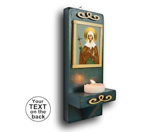 Brigid of Ireland icon, personal altar, st Brigid, Patroness of Ireland, saint Brigid of Kildare, catholic altar, confirmation for girl