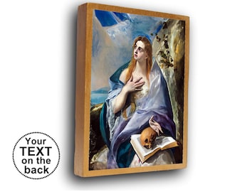 Handgemaakt icoon heilige Maria Magdalena, christelijke kunst, gepersonaliseerd cadeau
