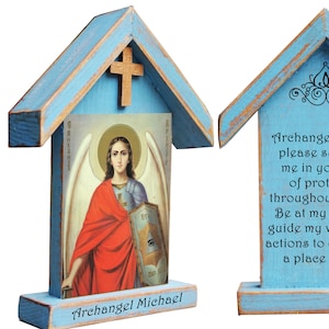 Archange Michel, Saint Michel, cadeau ange, cadeau de baptême, cadeaux catholiques, icône de la religion, art sacré, carte de prière,