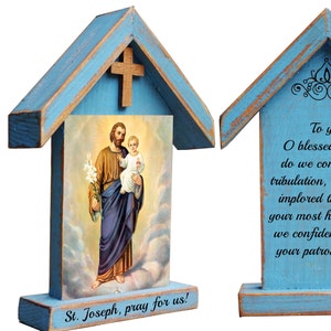Saint Joseph shrine nicho, st Joseph with Jesus, holy family, Joseph print, christian painting
