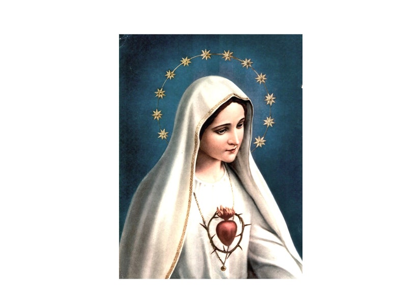 Stampa della Madonna cuore sacro di Maria stampa versetto | Etsy