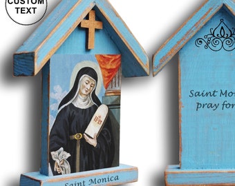 Saint Monica print, St Monica icon, holy shrine, catholic gift, christian art, Prayer box,
