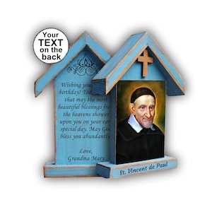San Vicente de Paúl, altar de religión, regalo católico, bendice nuestro hogar, regalo cristiano niño,